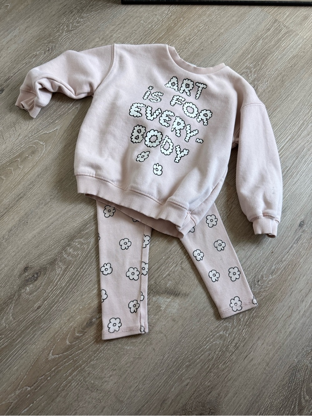 Zara Kids Pink Floral Matching Sweatshirt & Leggings Set